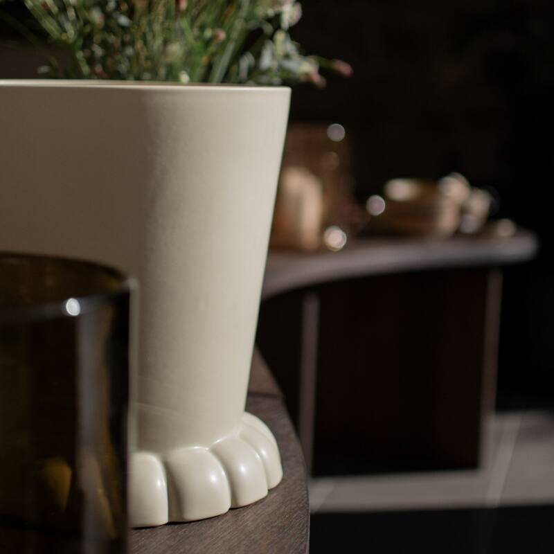 Large Matte Ceramic Flora Pot Vase - 11" - Cream