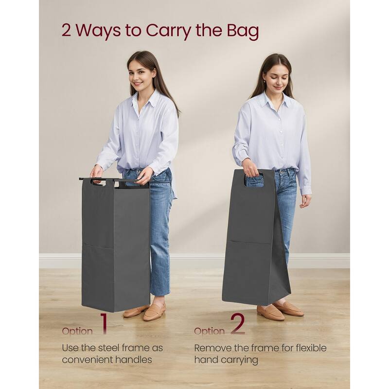 3-Bag Rolling Laundry Hamper with Top Shelf Slate/Charcoal Gray Sorter with Removable Water - 36.6"L x 12.6"W x 36.6"H