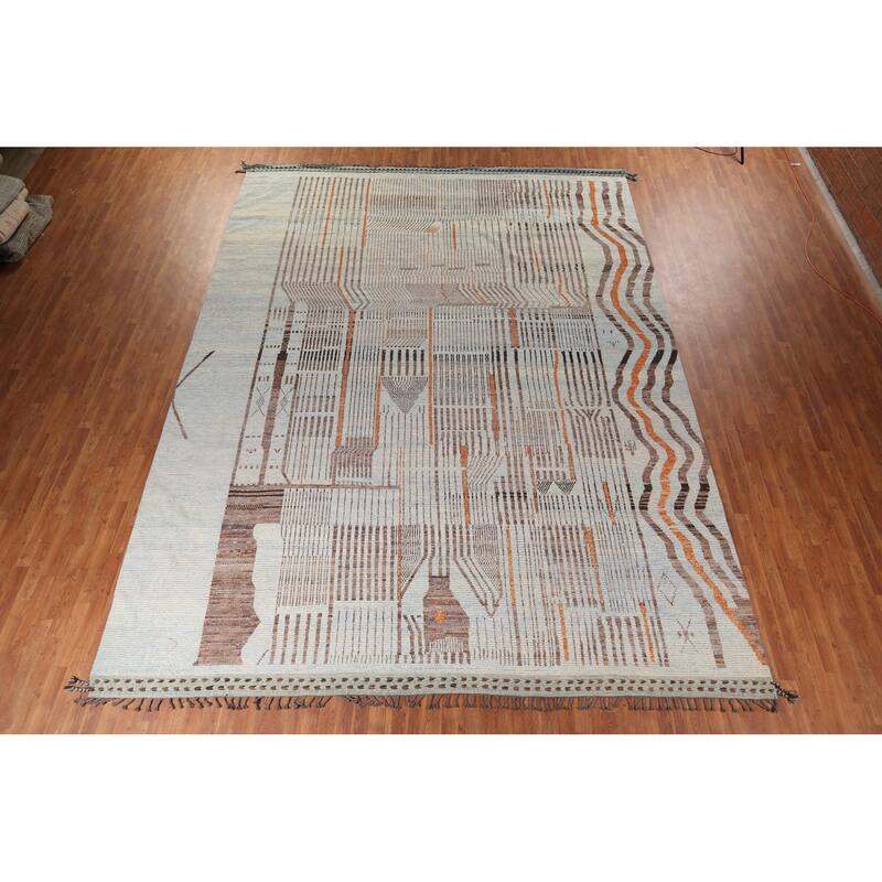 Abstract Moroccan Large Area Rug Handmade Wool Carpet - 11'9" x 15'10"