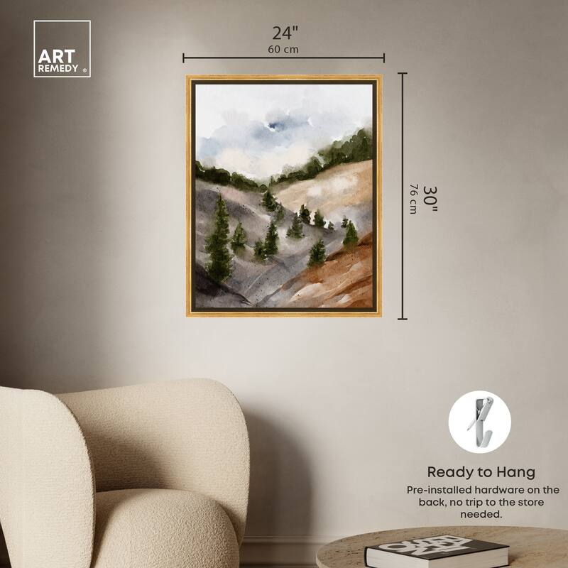 Art Remedy Looks Closer But Is Far Framed Landscape 1 Piece Canvas Wall Art Watercolor Style