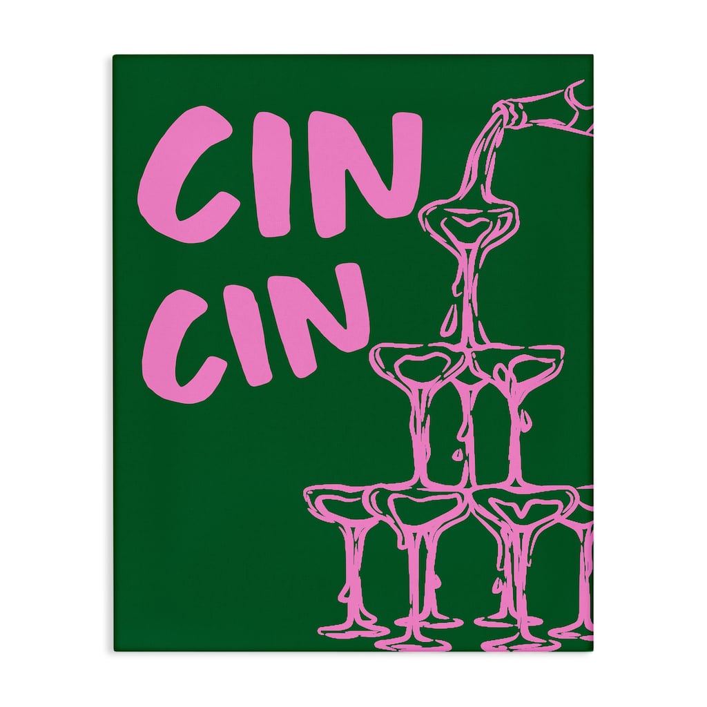 Stupell Green & Pink Cin Cin Canvas Wall Art Design By House of Lulu