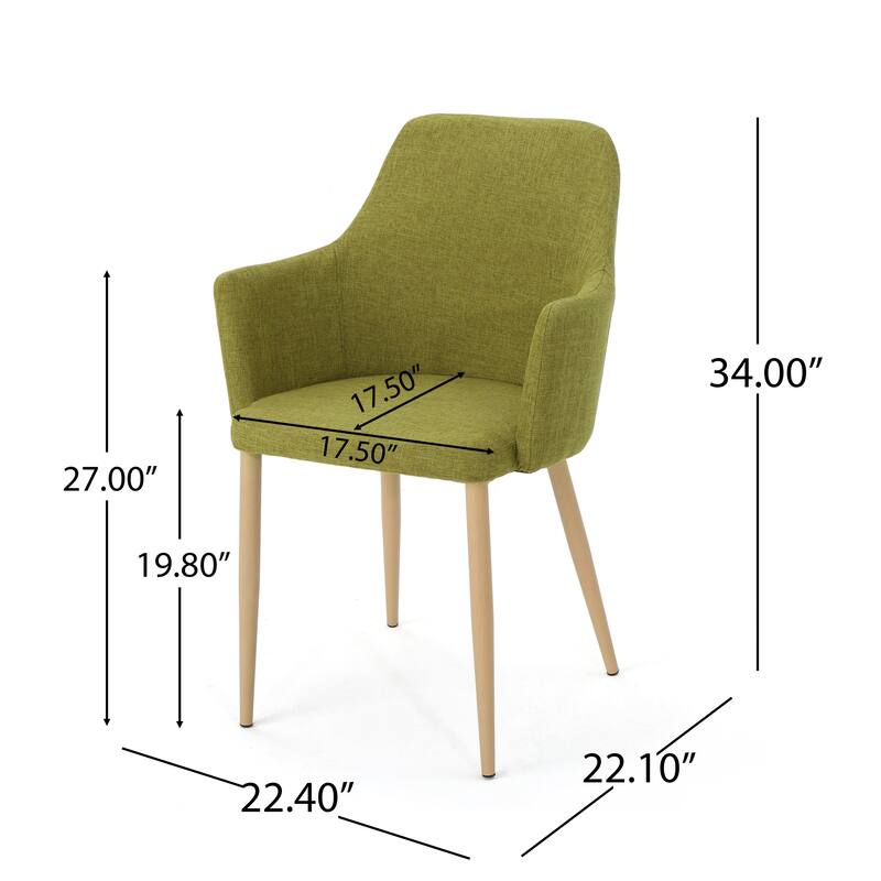 Modern Set of 2 Dining Chairs with Fabric Upholstered Backrest Seat, Wood Finish, Metal Legs for Dining Room Living Room