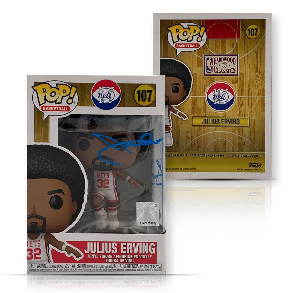 Julius Erving Autographed New Jersey Nets Signed Basketball Funko Pop 107 JSA COA Damaged - 8'6" x 11'6"