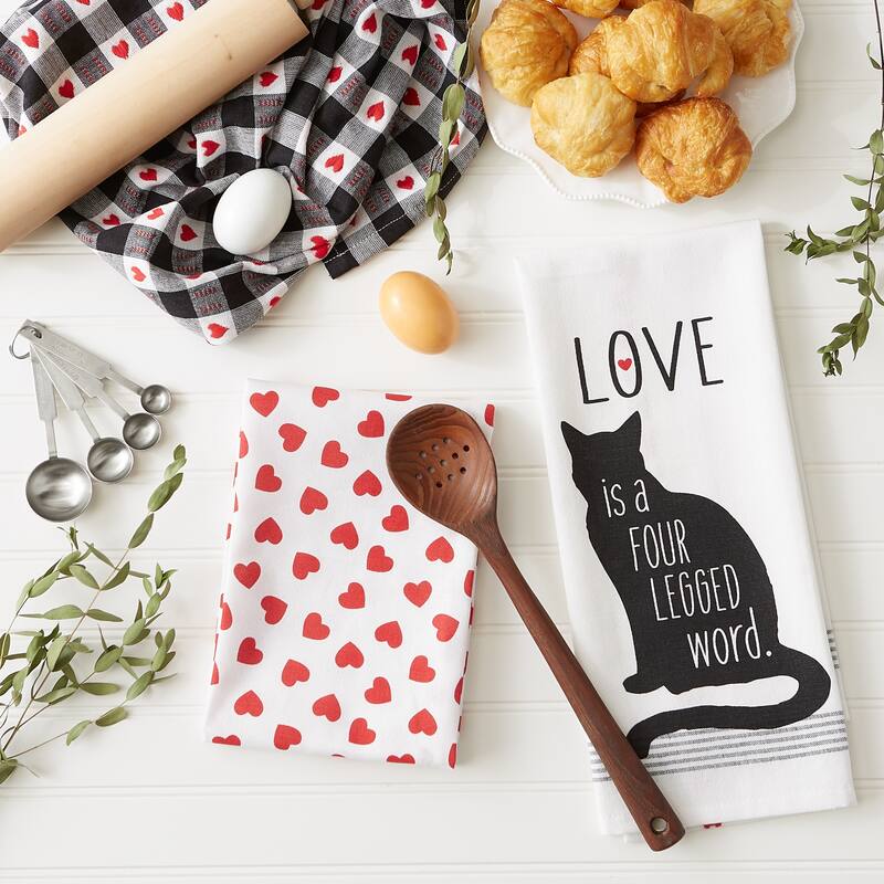 Assorted Valentines Dishtowel (Set of 3) - 9.5x6.5"