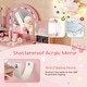 preview thumbnail 9 of 8, Gymax Kids Vanity Desk w/Mirror & Lights Princess Pretend Play Makeup