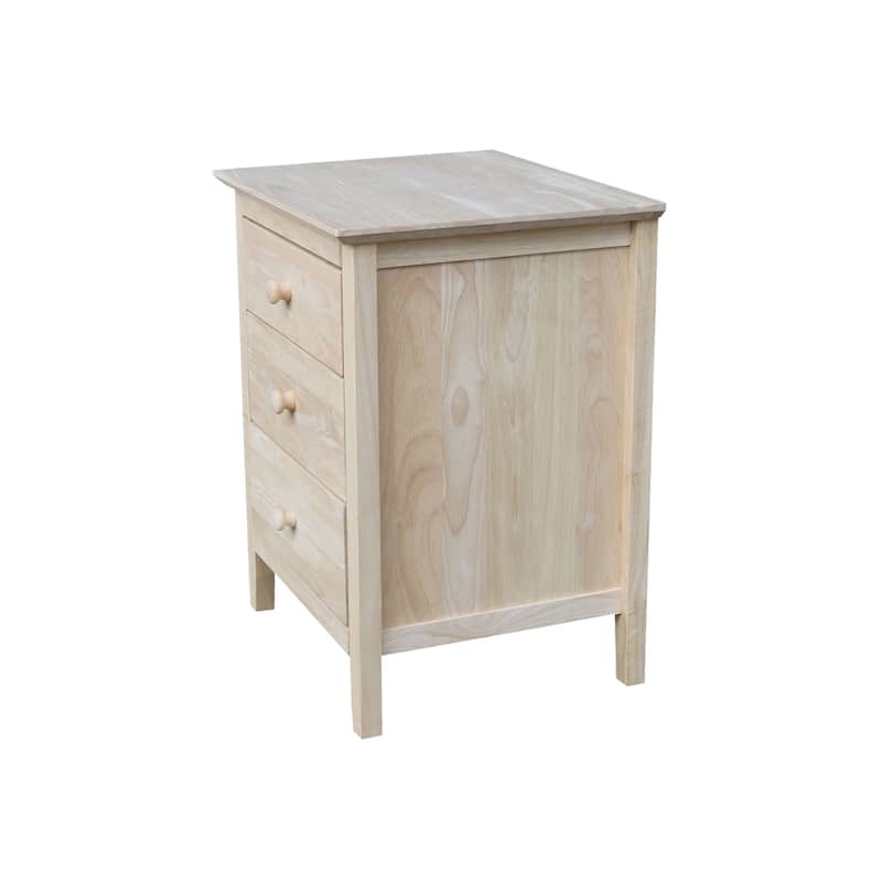 International Concepts Solid Wood Bedroom Nightstand with 3 Drawers