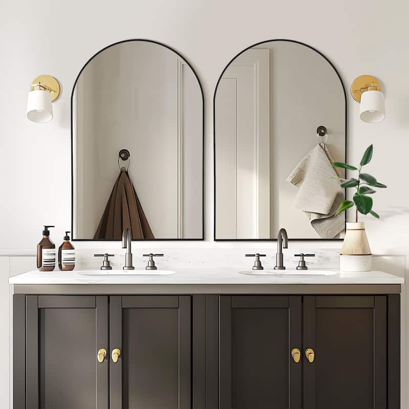 Modern Arch Wall Mirrors for Bathroom Vanity Mirror(Set of 2) - 36*24 - Black