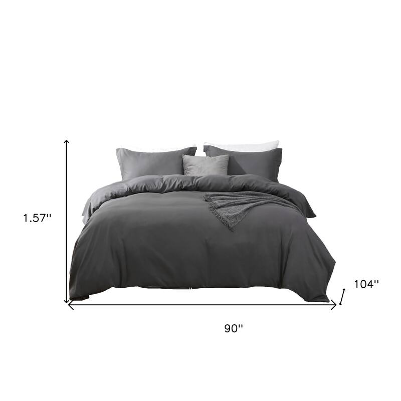 HomeRoots Dark Slate Gray King Microfiber 1400 Thread Count Machine Washable Duvet Cover Set