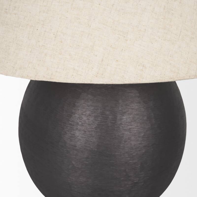 Sadiyah Black Brushed Metal w/ Beige Shade Table Lamp - 19.5L x 19.5W x 24.0H