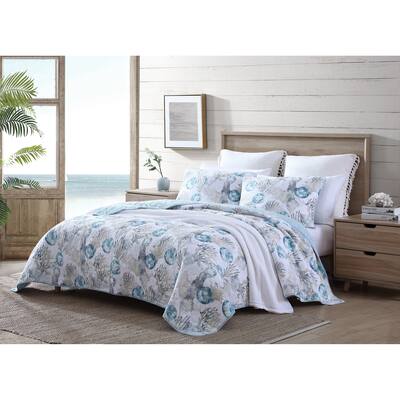 Tommy Bahama Freeport Cotton Reversible Blue Quilt Set