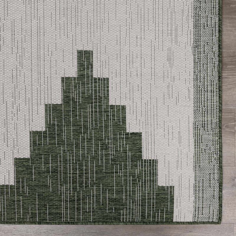 Hauteloom Caluya Living Room, Bedroom Patio Outdoor Area Rug - Blue, Gray, Navy - 2' x 2'11" - 7'10" Square - Bone, Multi Brown, Cloud Gray / Neil