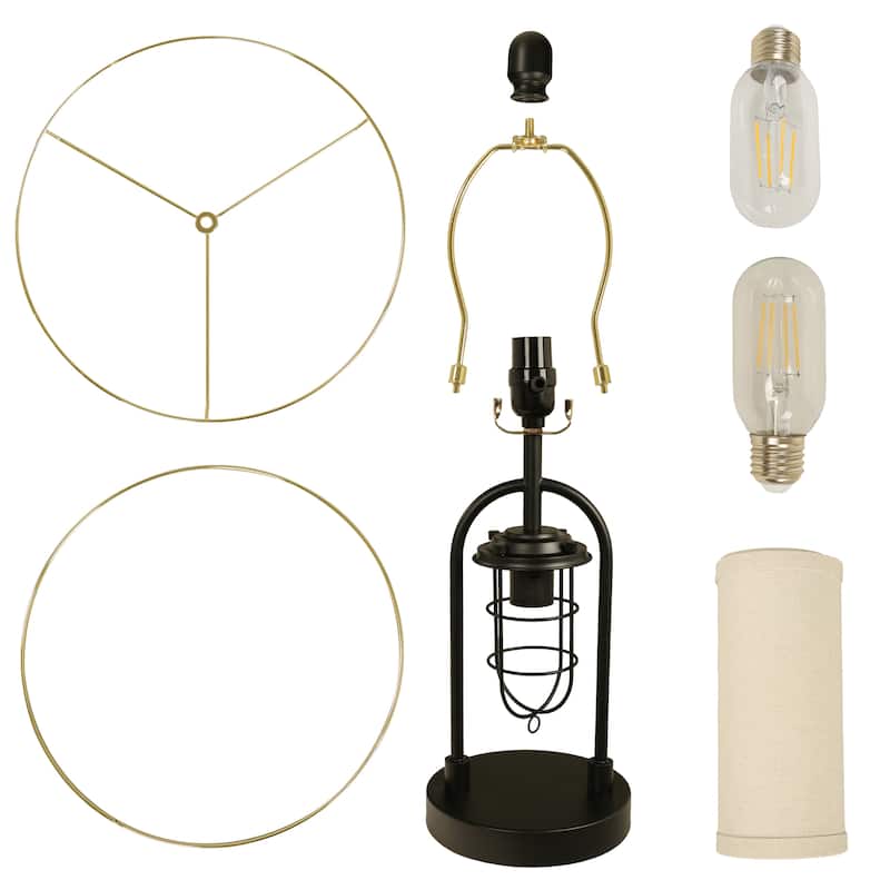 21 inch Metal Table Lamp With Night Light Set of 2