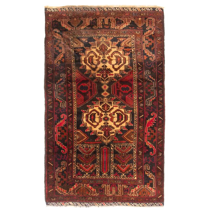 ECARPETGALLERY Hand-knotted Teimani Black Wool Rug - 2'10 x 4'8