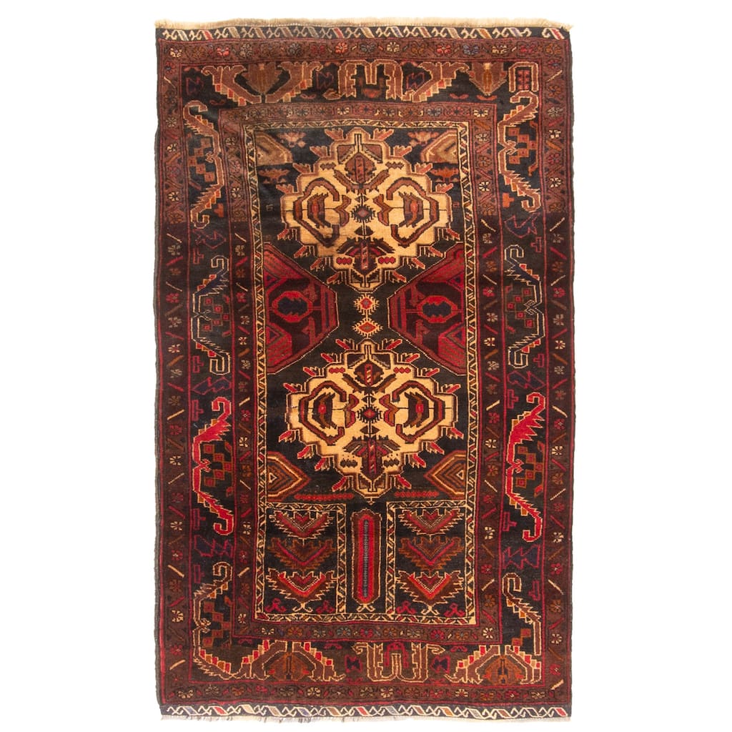 ECARPETGALLERY Hand-knotted Teimani Black Wool Rug - 2'10 x 4'8