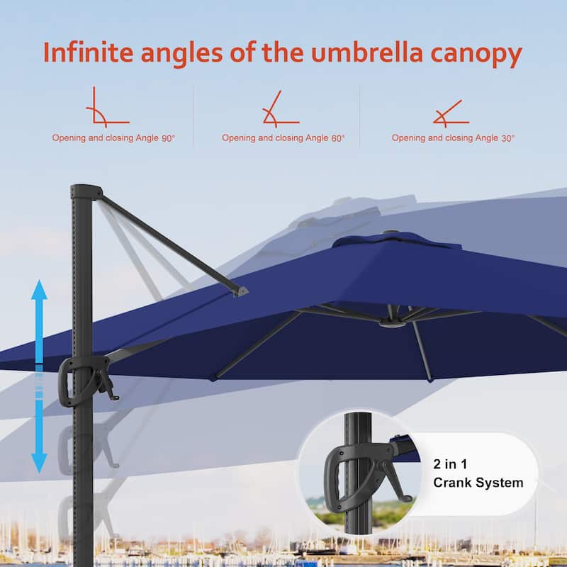 LIVOOSUN 10x8FT Rectangular Cantilever Patio Umbrella Aluminum Frame