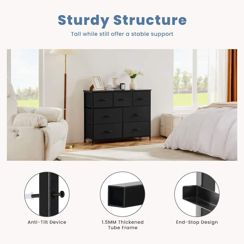 Tall Dresser Storage Tower with 7 Fabric Drawers