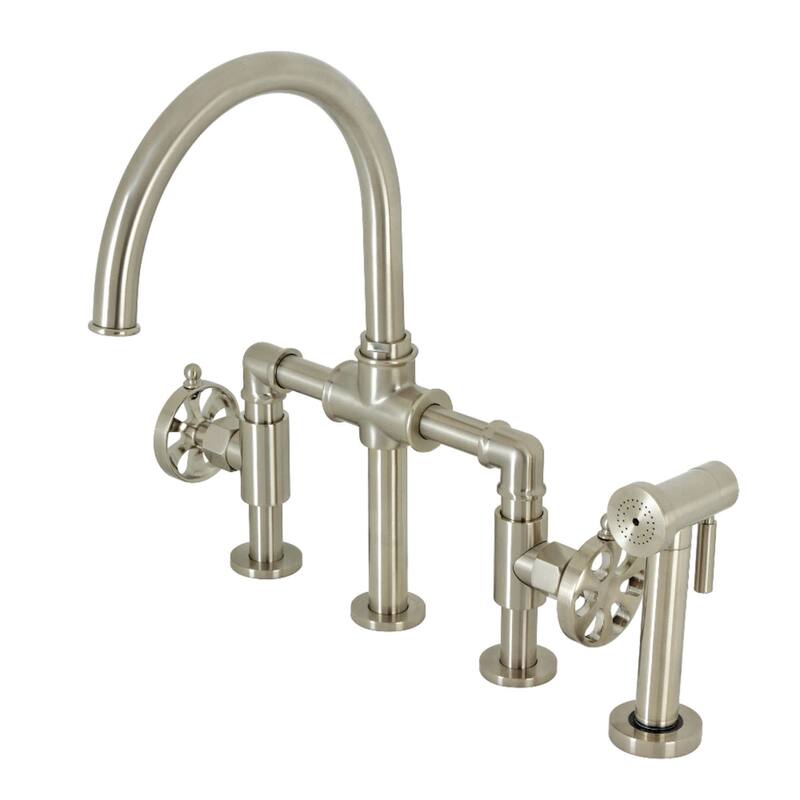 Kingston Brass KS233.RX Belknap 1.8 GPM Bridge Kitchen Faucet - Brushed Nickel