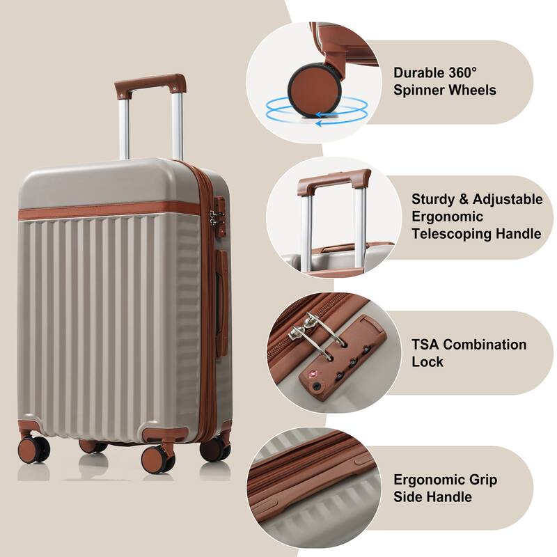 Luggage Set of Three, ABS Hard Shell Luggage with Spinner Wheels