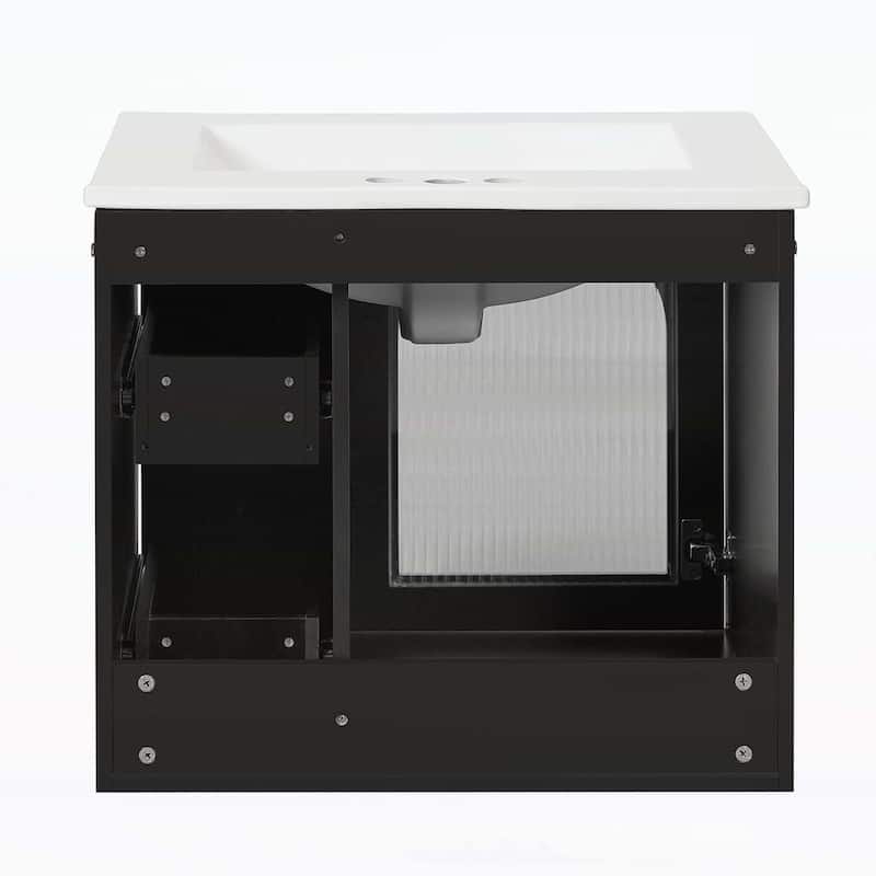 Bathroom Cabinet with Ceramic Sink,2 Drawers and 1 Soft-Close Door