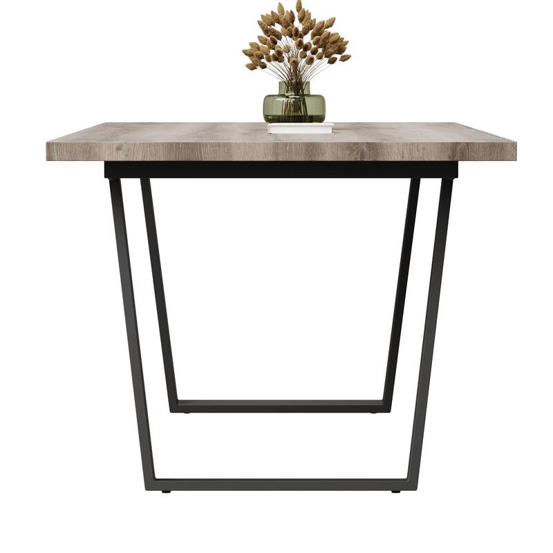GDFStudio - Kavon Modern Minimalist Wooden Dining Table with Sturdy Metal Frame & Spacious Rectangular Top
