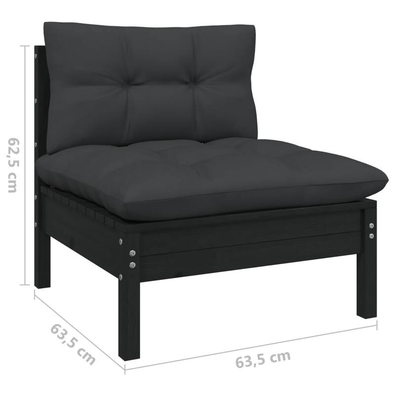 vidaXL Solid Pinewood Patio Lounge Set 10 Piece with Cushions Multi Colors - 25" x 25" x 24.6"