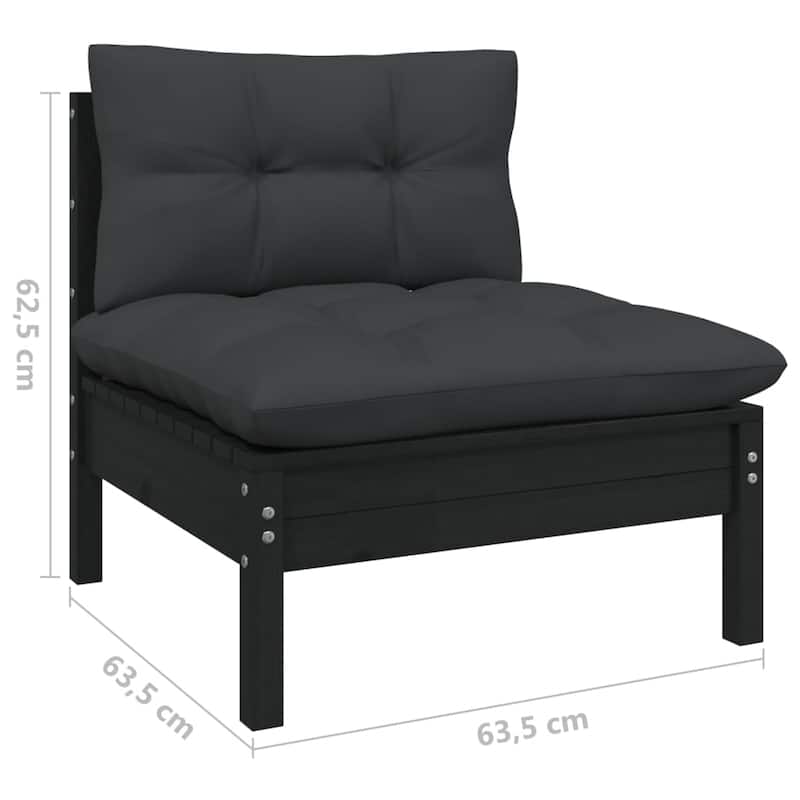 vidaXL Solid Pinewood Patio Lounge Set 7 Piece with Cushions Multi Colors - 25" x 25" x 24.6"