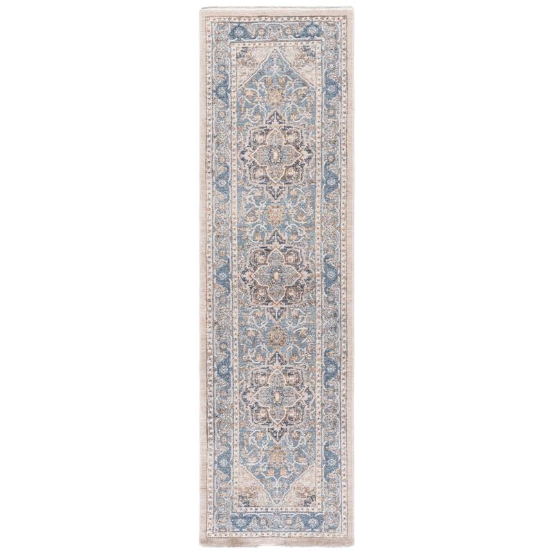 SAFAVIEH Elwood Tulin Traditional Medallion Rug - 2'3" x 8' Runner - Navy/Beige