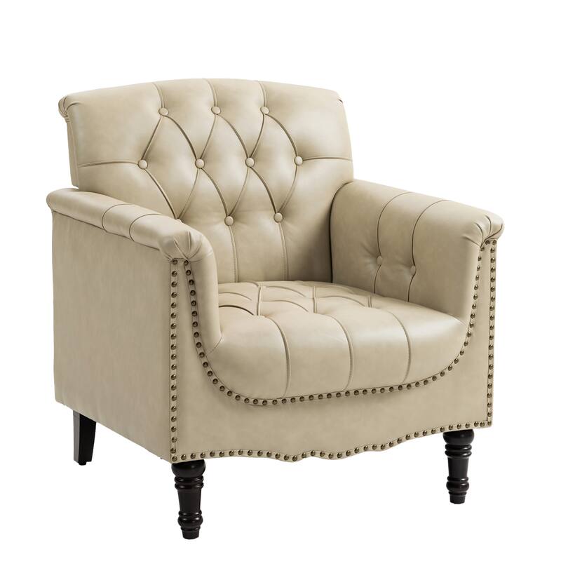 Tufted Accent Chair Vegan Leather Armchair for Living Room