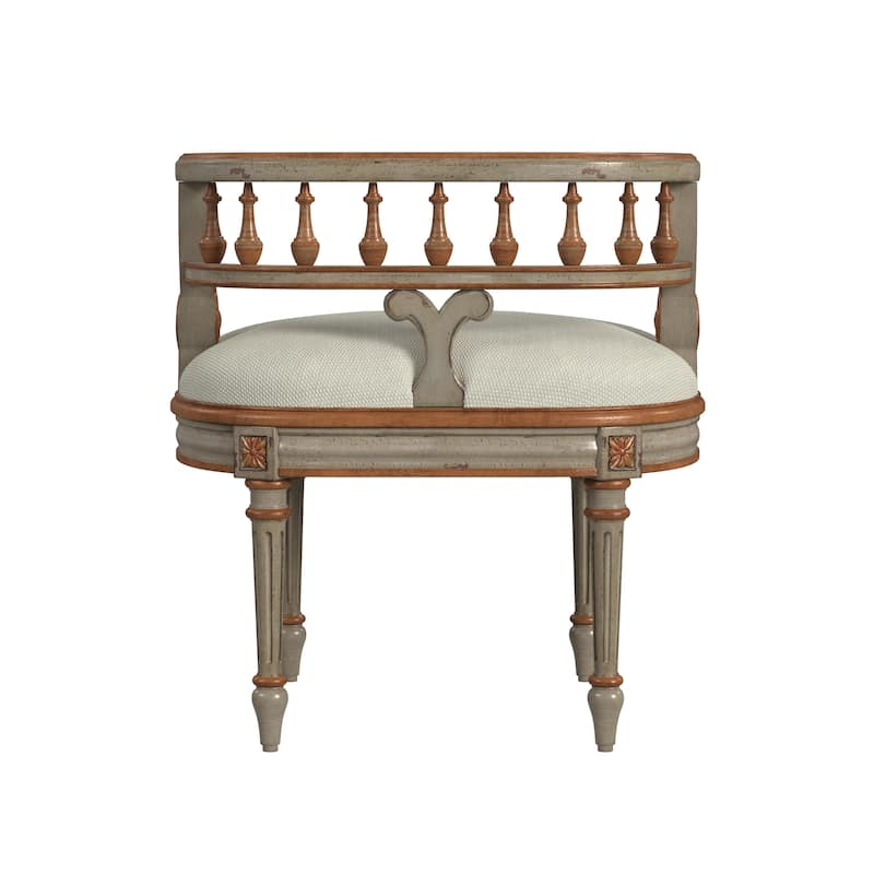 Hathaway 22.5 in. W Oval Upholstered and Wood Traditional Vanity Seat