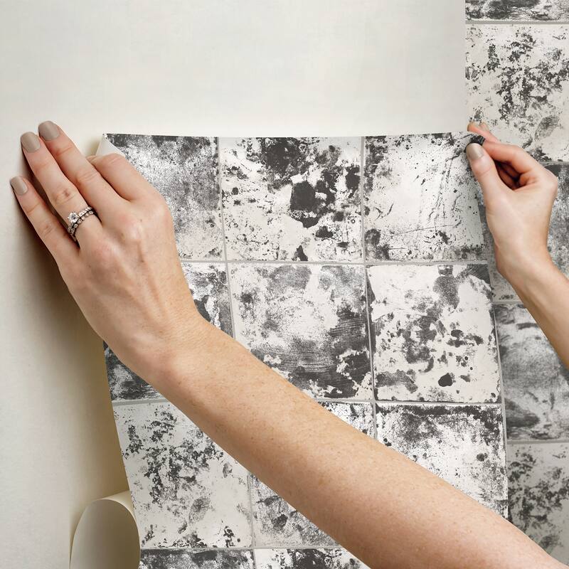 NuWallpaper Metal Sheet Charcoal Peel and Stick Wallpaper