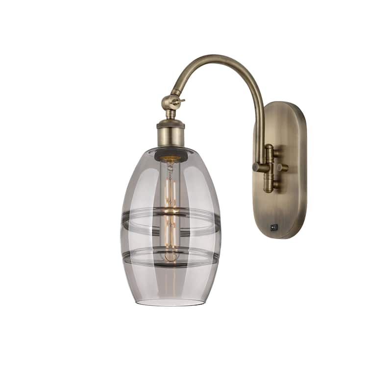 Innovations Lighting 518-1W-12-6 Vaz Sconce Vaz 12" Tall Wall Sconce - Antique Brass / Smoked