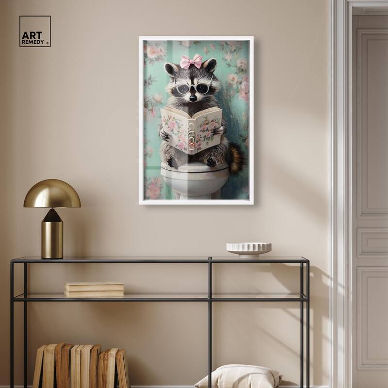 Petite Floral Toilet Raccoon Shadowbox by Art Remedy