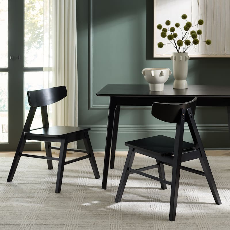 SAFAVIEH HOME Farrah Dining Chair (Set of 2) - 22"W x 20"D x 30"H - Black