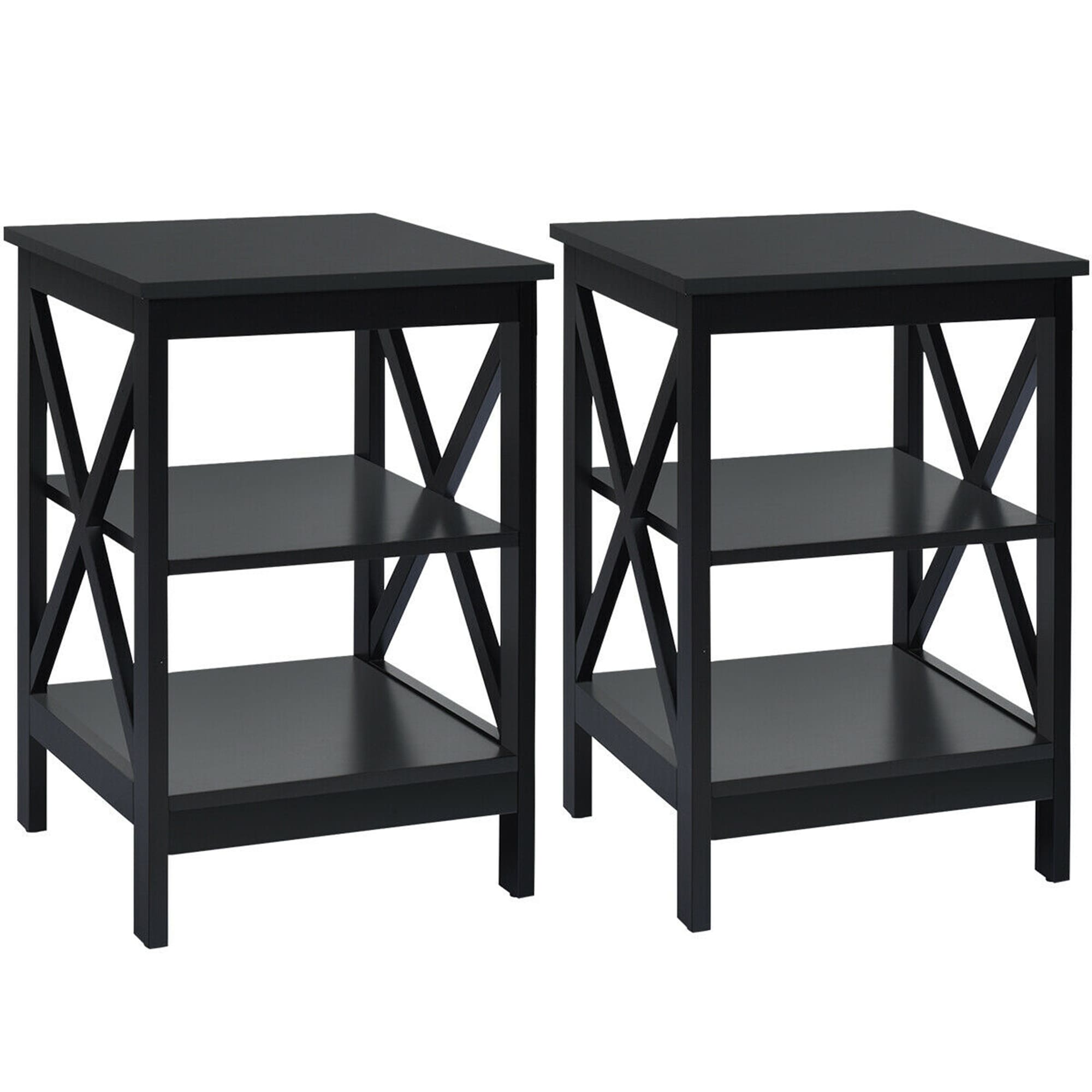 Shop Gymax 2 Pcs 3 Tier Nightstand End Table X Design Storage Display Shelf Overstock 32149558