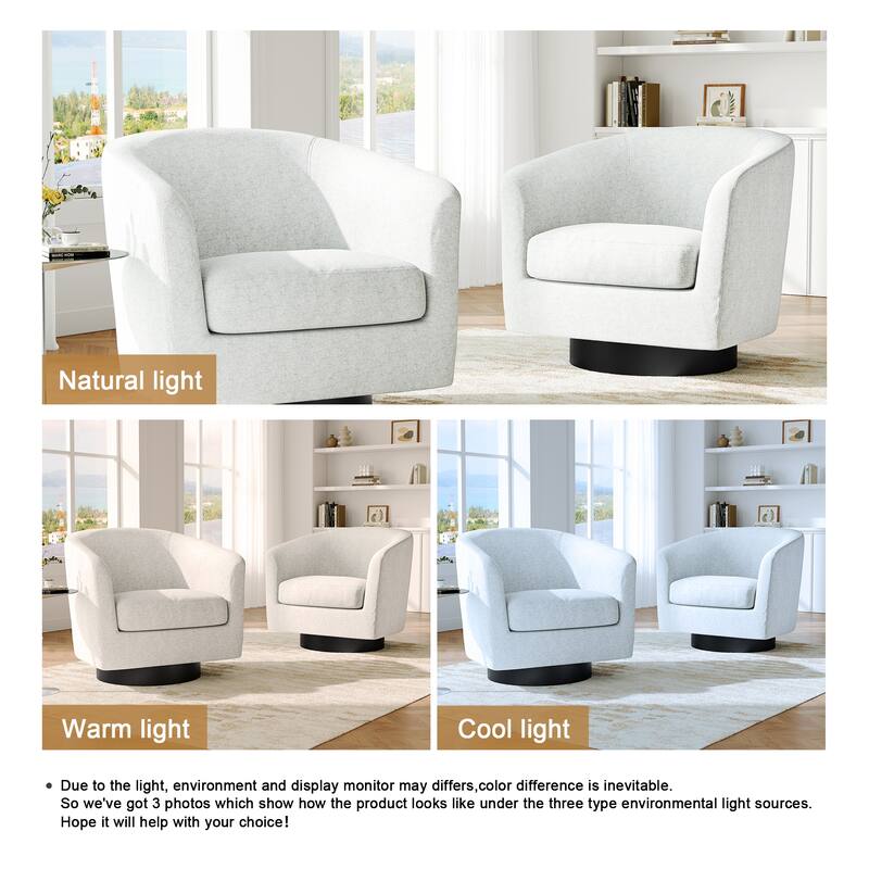 2 Set Modern Soft Upholstered Chenille Swivel Barrel Chair