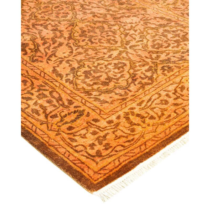Overton Hand Knotted Wool Vintage Inspired Traditional Mogul Yellow Runner Rug - 2' 8" x 14' 6"