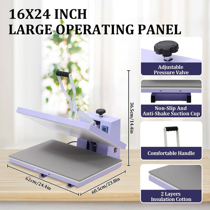 16 x 24 inches Heat Press Machine, Large Operating Panel T-Shirts Heat Press, Fast Heating, Digital Sublimation Printer