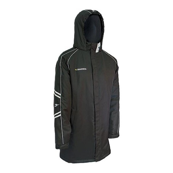 Shop Diadora Men S Calcio Bench Coat Black Reflective Gray Ships