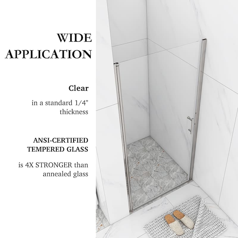 30/32/34/36 Inch Semi-Frameless Pivot Shower Door with Clear Tempered Glass