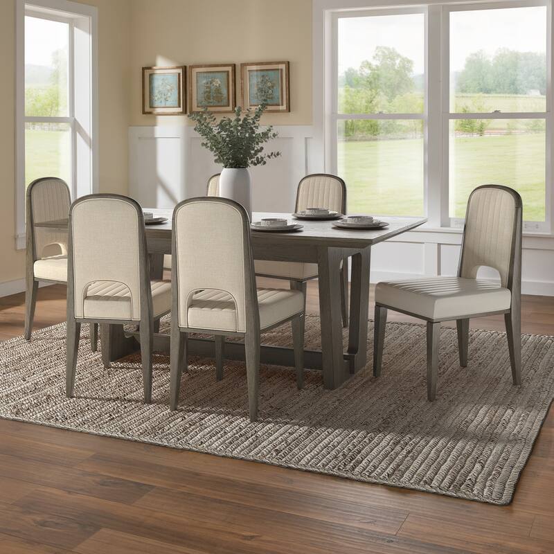 Harstad 72" Wood Finish Rectangular Dining Set with Upholstered Chairs by iNSPIRE Q Modern