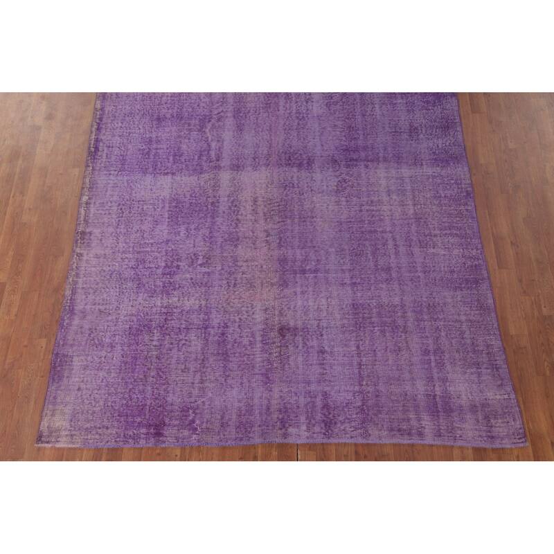 Over-Dyed Purple Anatolian Turkish Vintage Rug Handmade Wool Carpet - 6'10" x 10'0"