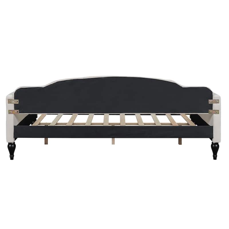 Modern Style Full Size Upholstered Tufted Wood Daybed with Multifunctional Design