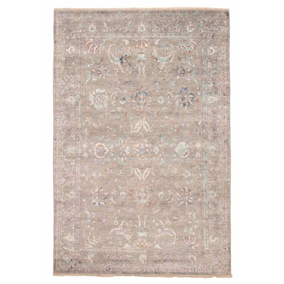 ECARPETGALLERY Hand-knotted Heritage Taupe Silk, Wool Rug - 6'5 x 9'7