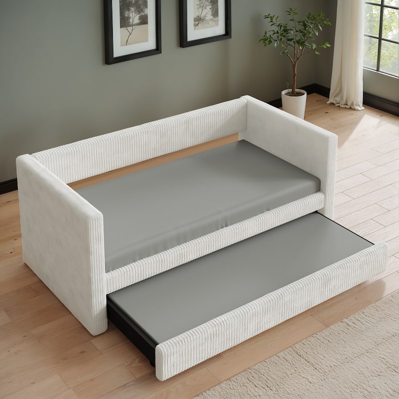 Corvus Somme Corduroy Upholstered Daybed with Trundle