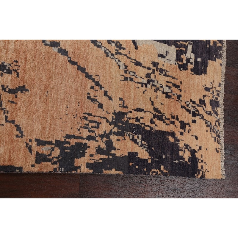 Abstract Contemporary Oriental Wool Area Rug Hand-knotted Foyer Carpet - 5'3" x 7'8"