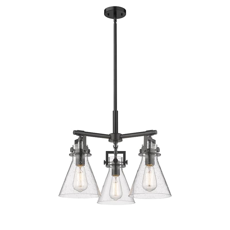 Innovations Lighting Newton Cone - 3 Light 7" Stem Hung Pendant - Seedy/Matte Black
