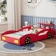 preview thumbnail 2 of 10, Car-Shaped Twin Size Wooden Platform Bed with Wheels