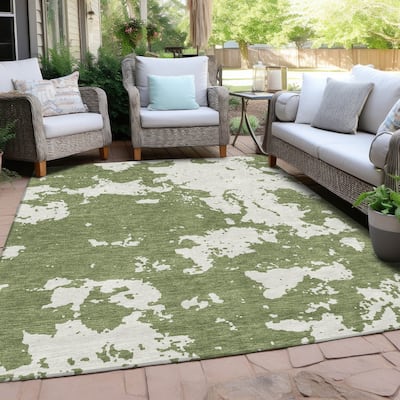 Machine Washable Indoor/ Outdoor Chantille Abstract Rug