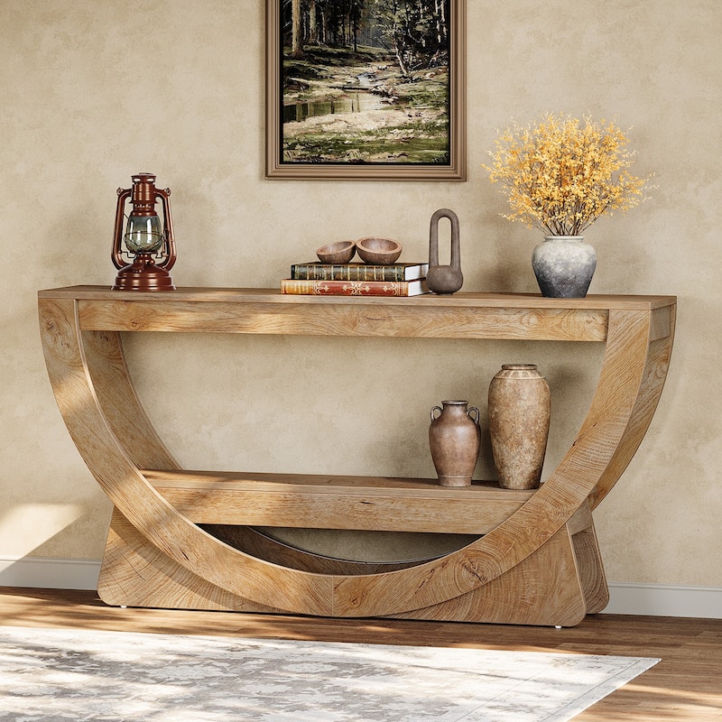63-Inch Arched Console Table for Entryway, 2-Tier Narrow Long Sofa Table - 63" L x 11.81" W x 31.69" H