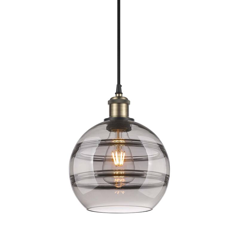 Innovations Lighting 516-1P-10-8 Rochester Pendant Rochester 8" Wide - Black Antique Brass / Light Smoke